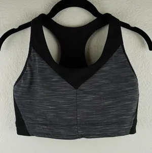 Patagonia Active Compression Racerback Sports Bra‎ Gray Black Size L thumbnail 1