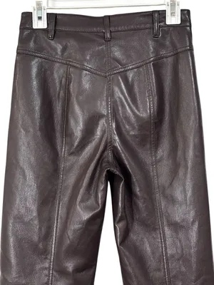 Wilfred Chocolate Brown Faux Leather Straight Leg Trouser Pants Size 4 Womens thumbnail 7