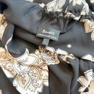 Bardot Paisley Button‎ Midi Dress XS Dark Romantic Coquette Puff Sleeve Black thumbnail 9