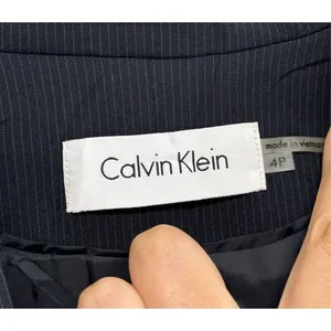 Calvin Klein Navy Blue Pinstripe Two Button Blazer Jacket Size 4P thumbnail 6