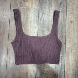 Abercrombie & Fitch Ribbed Crop Tank Top Brown XS Built in Bra Soft Knit NWT thumbnail 3