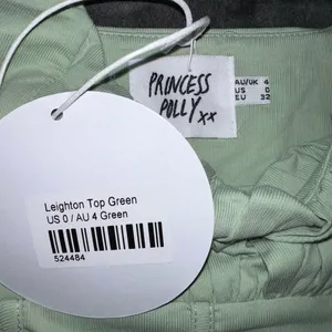 Princess Polly Leighton Top in Green Size 0 New with tag thumbnail 8