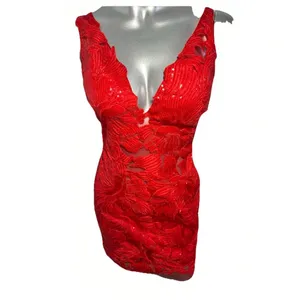 JOVANI 4552 Red Embellished Deep V-Neck Cocktail Dress Size 2 NWT Prom Party thumbnail 4