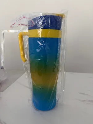 3-Piece Sports Water Bottle Set – Gradient Blue & Yellow, Reusable thumbnail 3