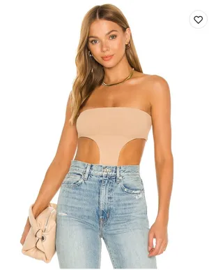 Superdown Darcey Cut Out Bodysuit Nude Size Small thumbnail 1