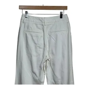 Paige Pleated Leenah Pearl Chain Jeans White French Ivory Sz 27 thumbnail 4