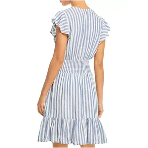 Rails Tara Boracay Stripe Mini Dress Blue White Tired Ruffle Summer Women Small thumbnail 3