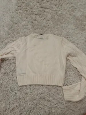 H&M white cable knit sweater pullover crewneck thumbnail 2
