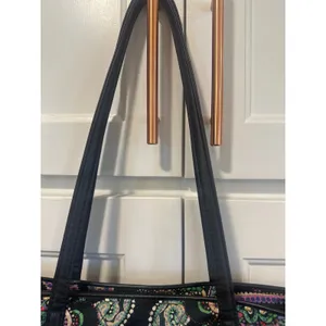 Vera Bradley Kiev Quilted Cotton Paisley Tote Bag Black Multicolor Shoulder Bag thumbnail 3