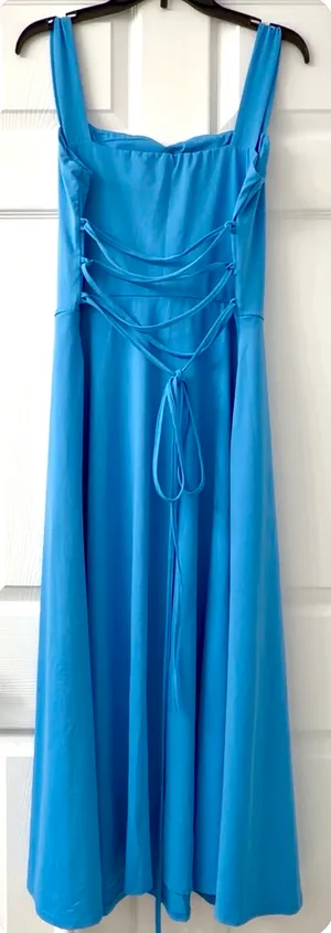 OYS~ Elegant Blue Women's A-Line Dress with Pockets. XL thumbnail 4
