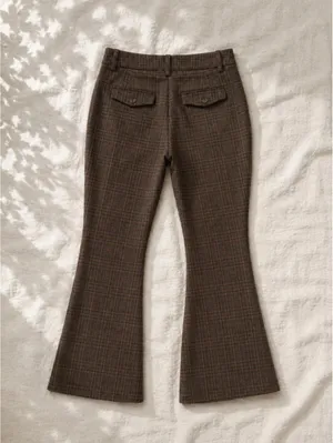 Urban Outfitters Brown Plaid Flare Pants Size 14 Y2K High Rise thumbnail 2