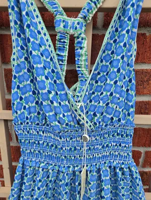 Max Studio — Blue Floral Tiered Maxi Dress - Sleeveless V-Neck M thumbnail 5
