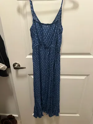 Blue Patterned Flowy Dress thumbnail 2