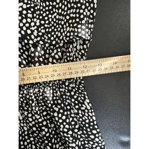 Bar‎ III Jumpsuit Women SMALL Black Cream Polka Dot Sleeveless Pockets Romper thumbnail 9