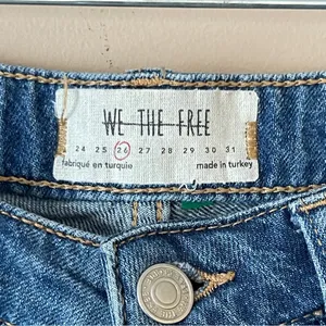 FREE PEOPLE Blue Relaxed Heritage Flare Distressed Button Fly Denim Jeans Sz 26 thumbnail 5
