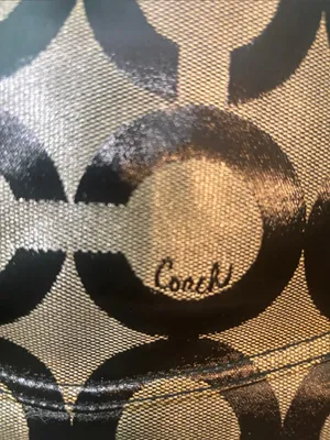 Coach “Op Art” Black and Tan Circle Logo Tote thumbnail 5
