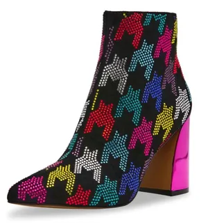 Betsey Johnson Marrina Sequence Houndstooth‎ Print ankle boots Bootie size 5 thumbnail 1