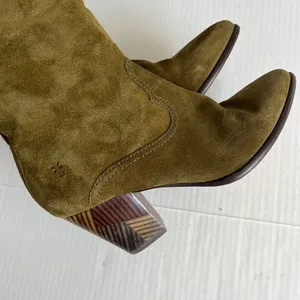 Frye Reed Sz 7M Olive Green Suede Side Zipper Tall Casual Dress Heeled Boots thumbnail 8
