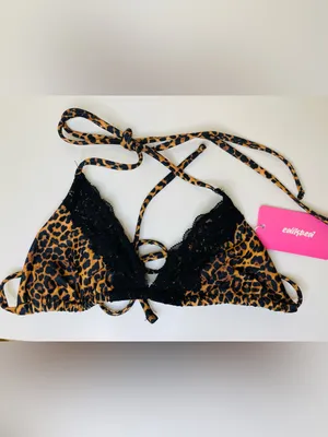 Edikted NWT Women’s Lacey Leopard Triangle Bikini Top Size S thumbnail 3