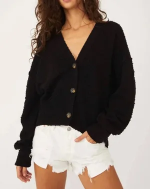 Free People Found My Friend Cardigan Womens XS‎ Black Textured Knit OB1329716 thumbnail 1