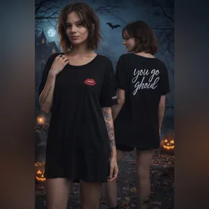 PINK Victoria’s Secret You Go Ghoul Vampire Tee Size XS Oversized Halloween thumbnail 2