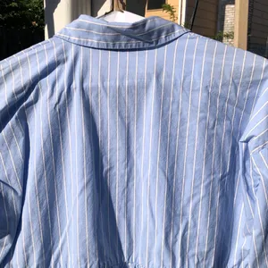 ZARA Blue Cotton Striped Long Sleeved Mini Shirt Dress S thumbnail 9