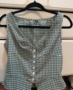 SheIn Gingham Button up Top thumbnail 1