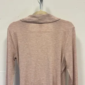 Ann Taylor Nude Pink Heathered Draped Shawl Neck Faux Wrap Top Sweater Large thumbnail 5