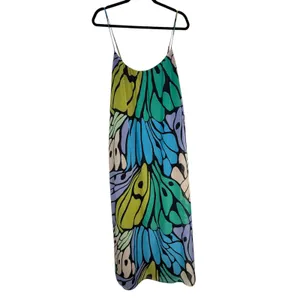 Sam Edelman Butterfly Wing Print Maxi‎ Dress Blue Green XL Boho Festival thumbnail 2