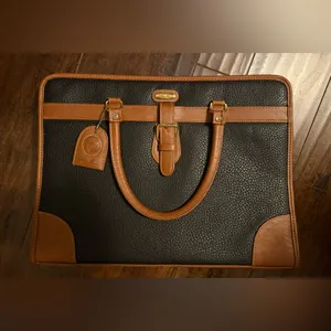 Kathie Lee 1990s Vintage Briefcase Tote Bag Handbag Brown Cognac Leather thumbnail 5