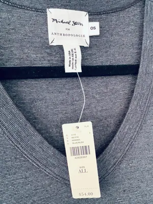 NWT Michael Stars x Anthropologie SS Vneck Tshirt blue shimmer one size thumbnail 2