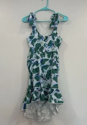 Cider Floral Multicolor Blue Green Dress Tie Strap Small S NEW thumbnail 4