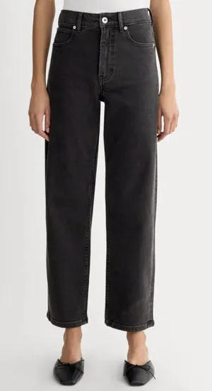 Everlane The Way High Rise Jeans Womens 29 Black Organic Cotton Relaxed Straight thumbnail 1