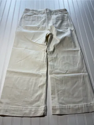 Anthropologie Maeve The Colette High-Rise Wide-Leg Ivory Cream Pants‎ 32 thumbnail 7