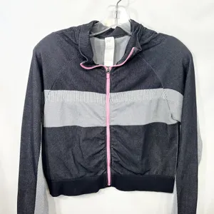 Fabletics XL Seamless Jacket Tory Cropped Gray Pink Full Zip‎ Athletic 1685 thumbnail 6