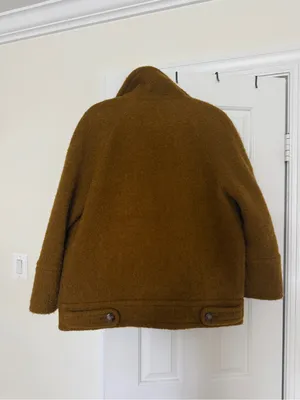 Sezane Leo coat yellow wool blend vert bronze thumbnail 7