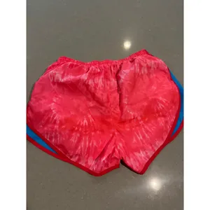 Nike Dri-FIT Running Shorts Women's Medium‎ Red Pink Tie Dye Blue Trim Athletic thumbnail 5