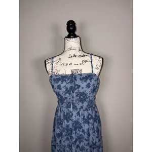 Trixxi Blue Floral Spaghetti Strap Tiered Midi Dress Womens Size Small thumbnail 3