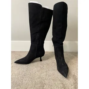 New Sam Edelman Taylin Wide Calf Black Suede Knee High Boots Size 7 thumbnail 2