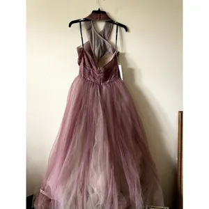 Mac Duggal 20376 Glitter Ombre Halter Neck Ballgown Maxi Dress size 8 Purple New thumbnail 8