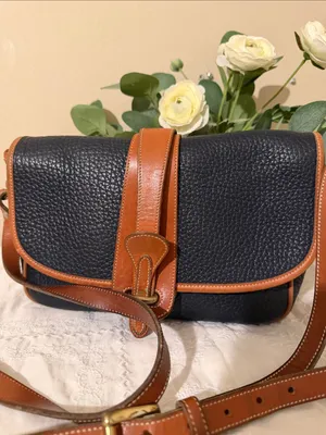 Dooney & Bourke Black Pebbled Leather Crossbody with Brown Trim thumbnail 2
