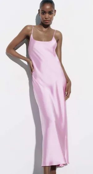 ZARA Dress Maxi Wedding Straps Lingerie Open Back Satin Effect Party Coctail thumbnail 7
