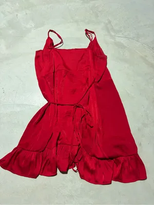 Intimately free people Red Ruffle Wrap Mini slip Dress large thumbnail 9