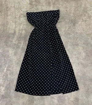 Vintage retro y2k polka dot midi maxi skirt with slit thumbnail 2