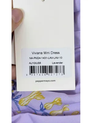 Peppermayo Viviana Mini Dress Lavender Floral Ruched Strapless Ruffle US 6 thumbnail 5
