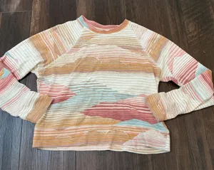Faherty Mountain Sunset Organic Cotton Raglan Sweatshirt XS Pink Orange Desert thumbnail 1