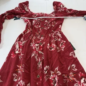 NWT‎ Lulus Total Perfection Burgundy Floral Print Tie-Back Midi Dress SMALL thumbnail 10