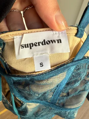 Super down blue lace mini dress  thumbnail 4