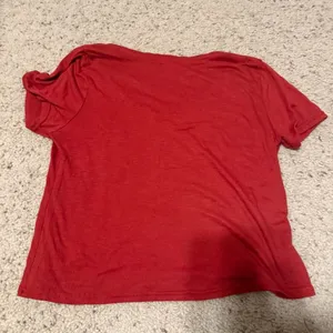 Red V-Neck Crop Top with Chest Pocket Y2K Going Out Coquette M thumbnail 2