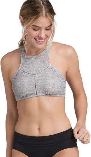 PrAna Azra Bikini Top High Neck Light Gray Swimwear Swim Womens Medium Strappy thumbnail 1
